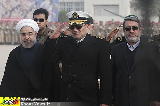 صبحگاه مشترک نیروهای مسلح خوزستان با حضور رئیس جمهور