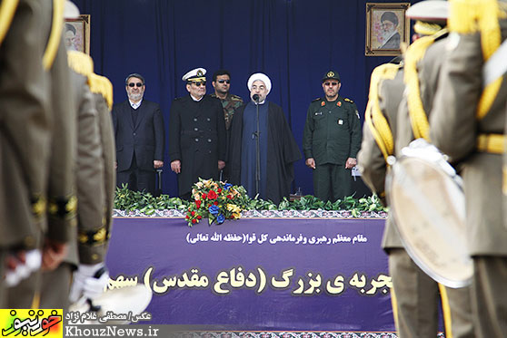 صبحگاه مشترک نیروهای مسلح خوزستان با حضور رئیس جمهور