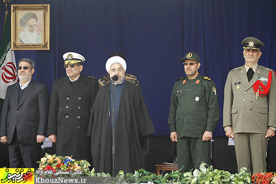 صبحگاه مشترک نیروهای مسلح خوزستان با حضور رئیس جمهور