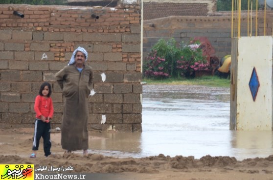 جاری شدن سیل در روستاهای عبدالخان از توابع شوش