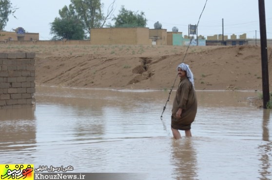 جاری شدن سیل در روستاهای عبدالخان از توابع شوش