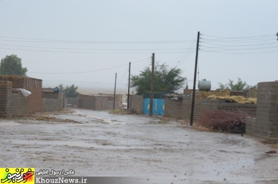 جاری شدن سیل در روستاهای عبدالخان از توابع شوش