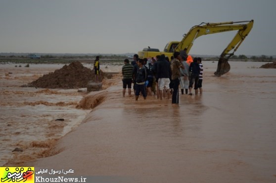 جاری شدن سیل در روستاهای عبدالخان از توابع شوش