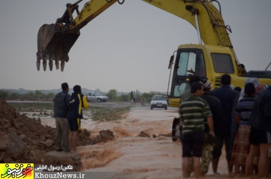 جاری شدن سیل در روستاهای عبدالخان از توابع شوش