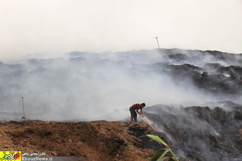 آتش سوزی در شرکت کاغذ پارس هفت تپه خوزستان