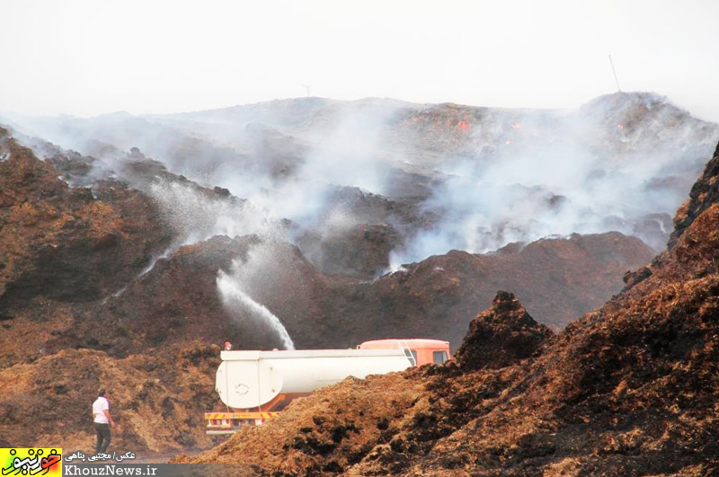 آتش سوزی در شرکت کاغذ پارس هفت تپه خوزستان