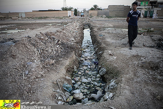 وضعیت نامناسب فاضلاب در کوت عبدا... شهرستان کارون