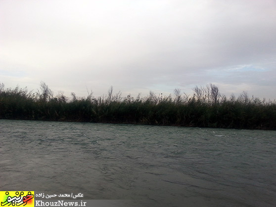پارک ساحلي خارستان (خارسو) بهبهان و رودخانه مارون در يک پاييز ابري