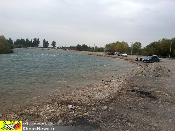 پارک ساحلي خارستان (خارسو) بهبهان و رودخانه مارون در يک پاييز ابري