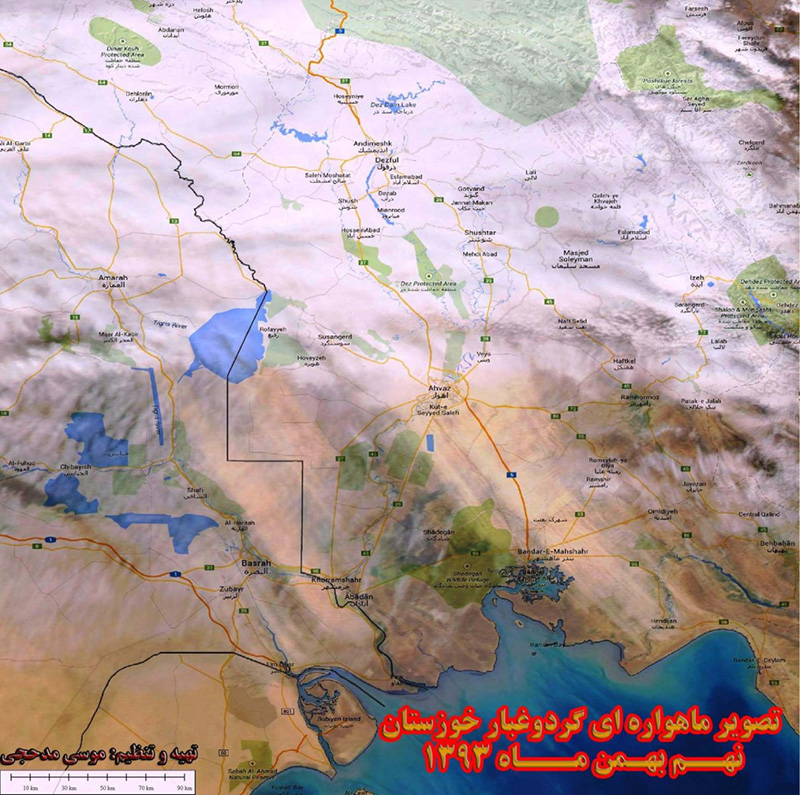 عکس ماهواره ای از گرد و غبار درخوزستان