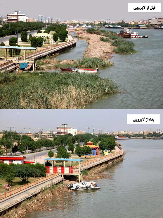 لایروبی رودخانه کارون در محدوده خرمشهر 