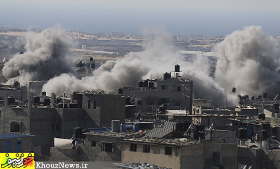 لحظه فرود موشک های اسرائیلی در غزه