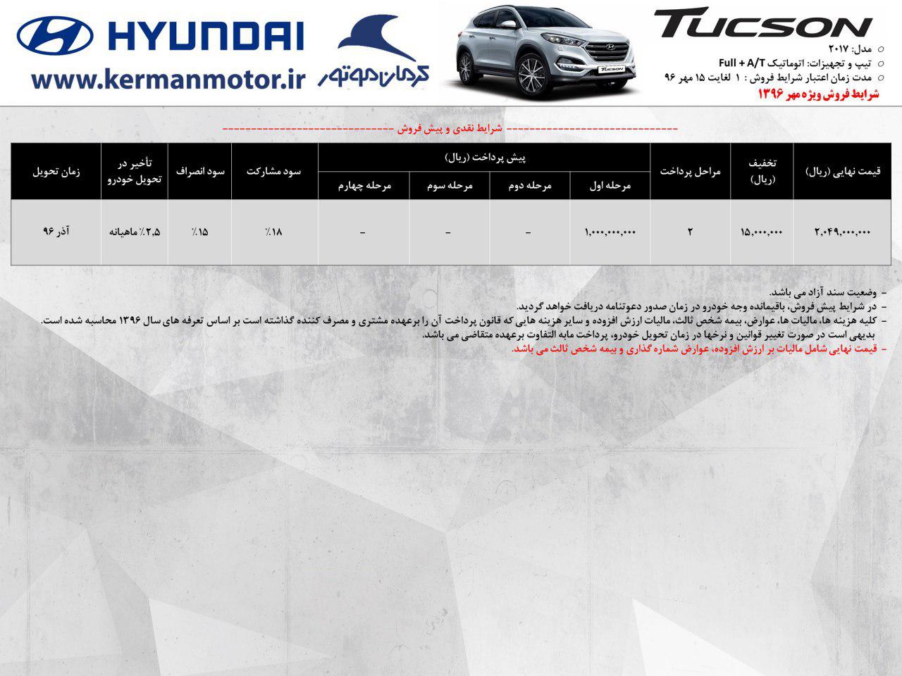 آغاز فروش نقدی و اقساطی خودروهای هیوندای در ایران در طرح ویژه مهر ماه96 (+جدول و جزئیات)